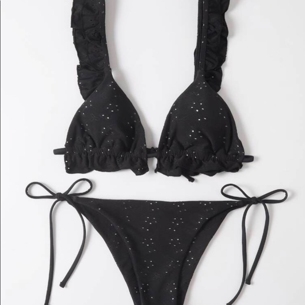 Shein black ruffle triangle bikini - never worn